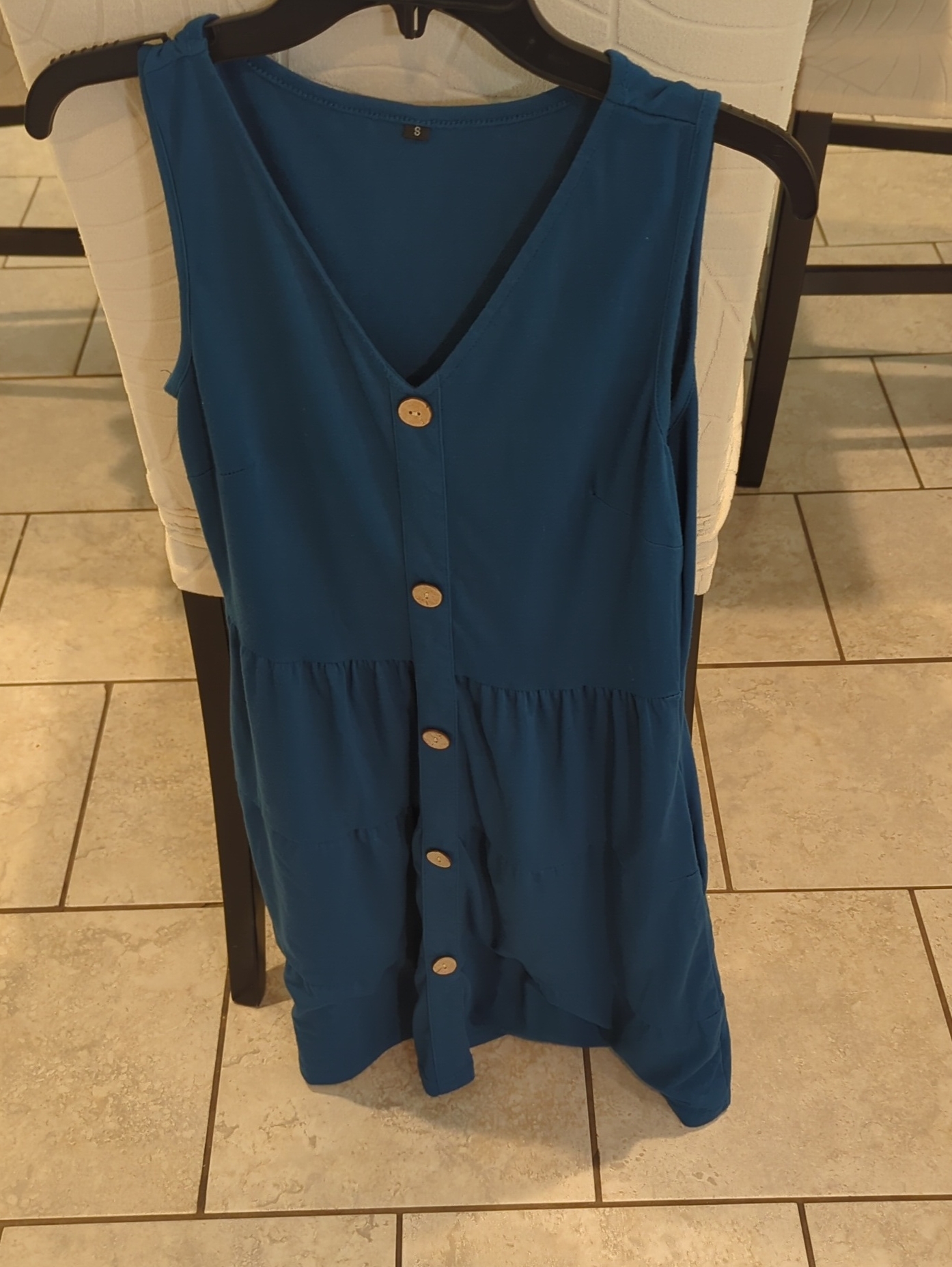 Amazon Essentials Teal Button-Front Tank Dress